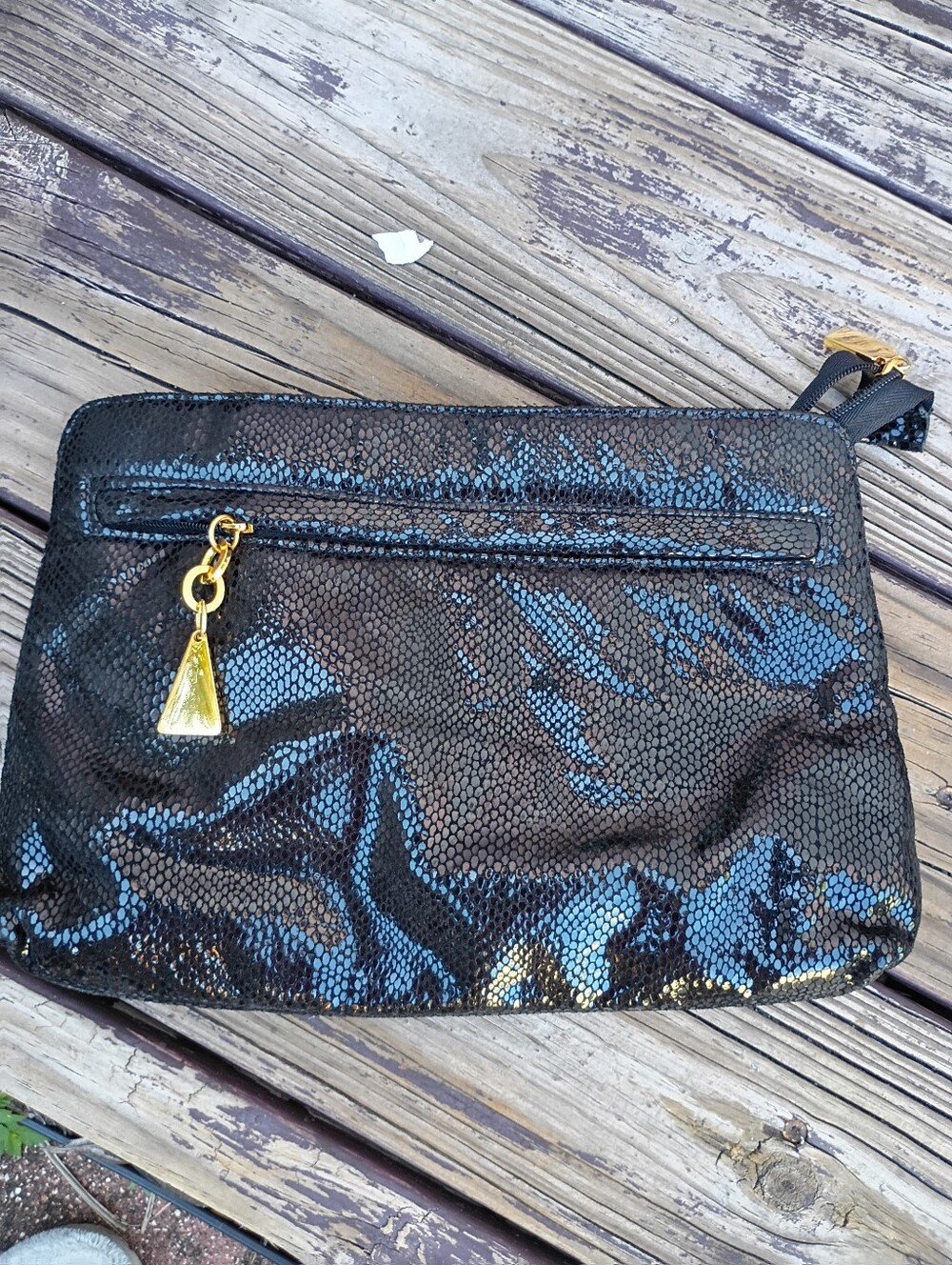 Stylish Black Shimmer Wristlet Clutch